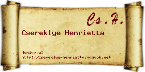 Csereklye Henrietta névjegykártya